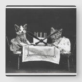 ヴィンテージ会の猫 スクエア壁時計 (正面)