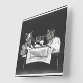 ヴィンテージ会の猫 スクエア壁時計 (傾斜)