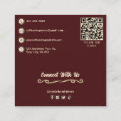 ヴィンテージ会社ショップカスタムロゴQRコード スクエア名刺 (裏面)