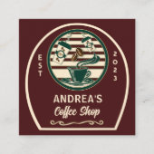 ヴィンテージ会社ショップカスタムロゴQRコード スクエア名刺 (正面)