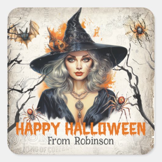 ヴィンテージ伝統の水の色セクシー悪い魔女 スクエアシール (正面)