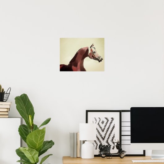 ヴィンテージ伝統アラビア馬の水の色絵画の ポスター (ホームオフィス)