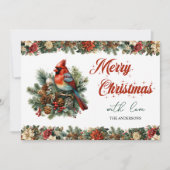 ヴィンテージ伝統的クラシック赤（鳥）ショウジョウコウカンチョウ シーズンカード (正面)