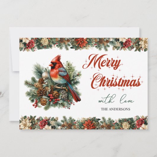 ヴィンテージ伝統的クラシック赤(鳥)ショウジョウコウカンチョウ シーズンカード (正面)