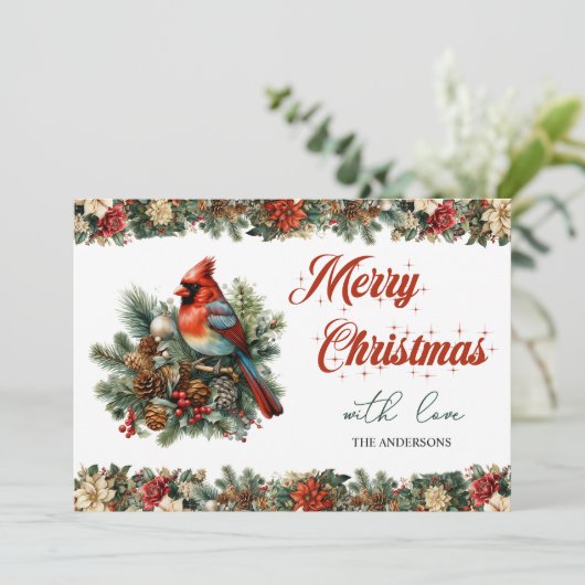 ヴィンテージ伝統的クラシック赤（鳥）ショウジョウコウカンチョウ シーズンカード (スタンド正面)