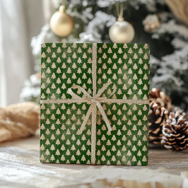 ヴィンテージ伝統的グリーンクリスマスラッピング紙 ラッピングペーパー