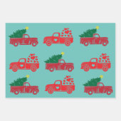 ヴィンテージ伝統的サンタクロースと赤トラックかわいい ラッピングペーパーシート (正面3)