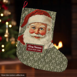ヴィンテージ伝統的サンタクロースストッキングホリデイ ラージクリスマスストッキング