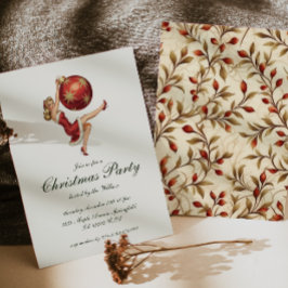 ヴィンテージ伝統的サンタクロースパーティー 招待状