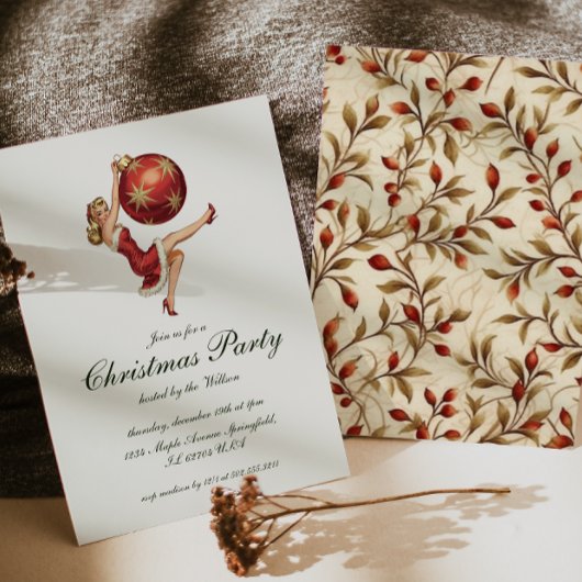 ヴィンテージ伝統的サンタクロースパーティー 招待状