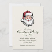 ヴィンテージ伝統的サンタクロースパーティー 招待状 (正面)