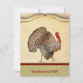 ヴィンテージ伝統的ターキー感謝祭ディナー 招待状 (裏面)