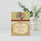 ヴィンテージ伝統的ターキー感謝祭ディナー 招待状 (スタンド正面)