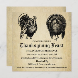 ヴィンテージ伝統的トルコ感謝祭 招待状