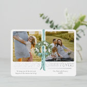 ヴィンテージ伝統的リースリボン水彩写真 箔シーズンカード (立ち正面)