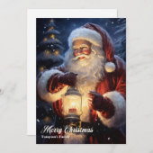 ヴィンテージ伝統的レトロなサンタ シーズンカード (正面/裏面)