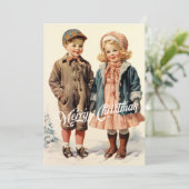 ヴィンテージ伝統的レトロな雪の山 シーズンカード (スタンド正面)