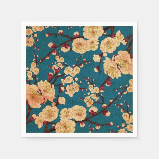 ヴィンテージ伝統的日本の紙プリント スタンダードカクテルナプキン (正面)