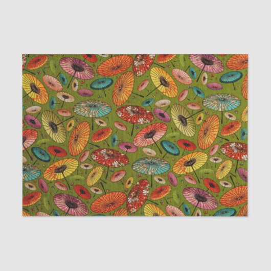 ヴィンテージ伝統的日本の紙プリント 薄葉紙 (正面)