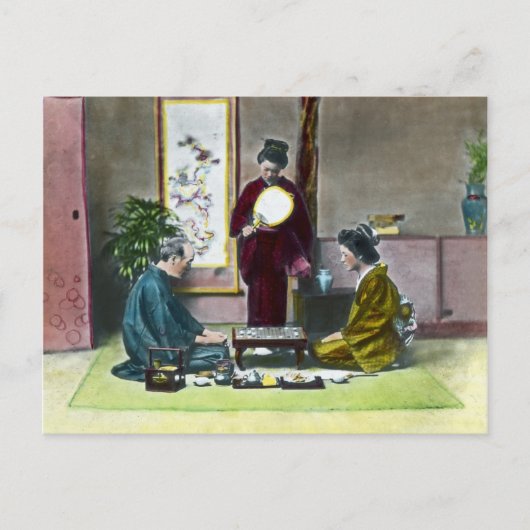 ヴィンテージ伝統的日本の麻雀麻雀 ポストカード (正面)