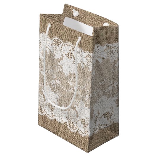 ヴィンテージ伝統的素朴な田舎地方のラップ スモールペーパーバッグ (正面アングル)