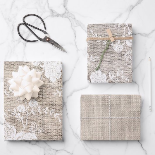 ヴィンテージ伝統的素朴な田舎地方のラップ ラッピングペーパーシート (正面)