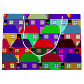 ヴィンテージ住宅カラフル住宅 ラージペーパーバッグ (正面)