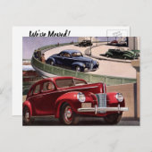 ヴィンテージ住所の変更クラシックセダン車 案内ポストカード (正面/裏面)