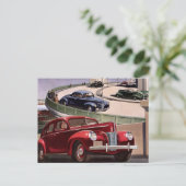 ヴィンテージ住所の変更クラシックセダン車 案内ポストカード (スタンド正面)