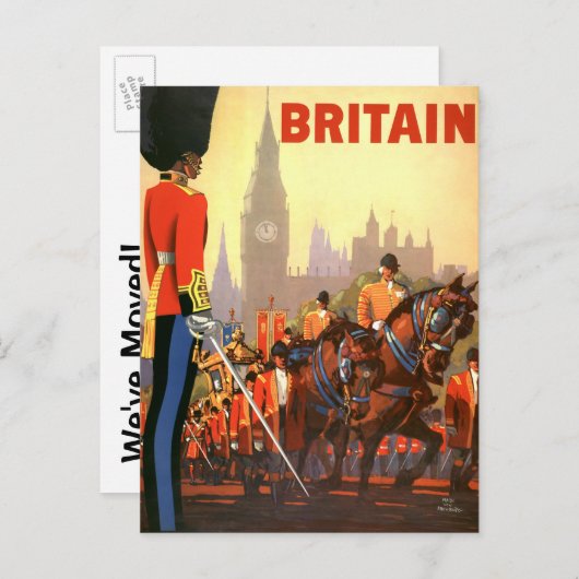 ヴィンテージ住所の変更，素晴らしイギリスイギリス 案内ポストカード (正面/裏面)