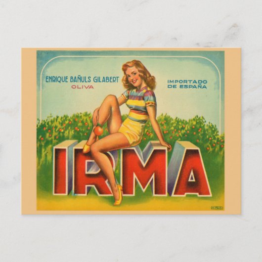 ヴィンテージ作成ラベル葉書 ポストカード (正面)