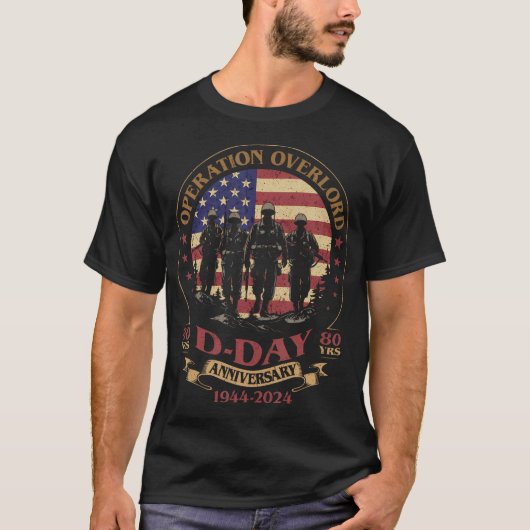 ヴィンテージ作戦Overlord 1944 D-Day 2024 80Th An Tシャツ (正面)
