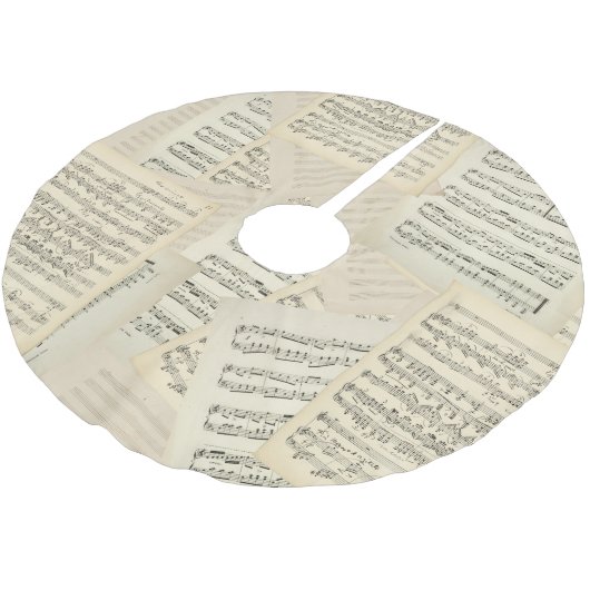 ヴィンテージ作曲コラージュのクリスマス ブラッシュドポリエステルツリースカート (アングル)