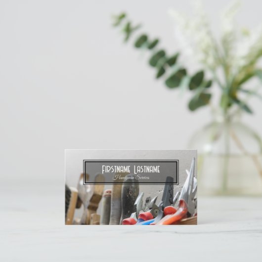 ヴィンテージ作業台素朴なツール手作りサービス 名刺 (スタンド正面)