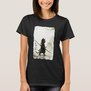 ヴィンテージ侍猫武士道日本浮世絵グラフィック Tシャツ