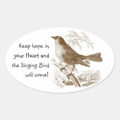 ヴィンテージ保の希望ハート楕円ステッカー 楕円形シール (正面)