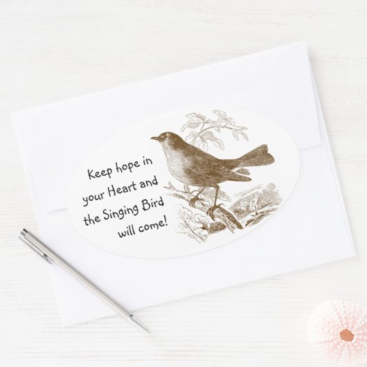 ヴィンテージ保の希望ハート楕円ステッカー 楕円形シール (封筒)