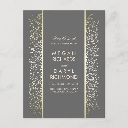 ヴィンテージ保存の日付 – 金ゴールド赤ちゃんの息の吹き込み 案内ポストカード (正面)