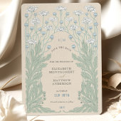 ヴィンテージ保存日ティール（緑がかった色）ブルーホワイトクリーム 招待状