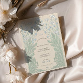 ヴィンテージ保存日ティール（緑がかった色）ブルーホワイトクリーム 招待状