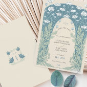ヴィンテージ保存日ティール(緑がかった色)ブルーホワイトクリーム 招待状