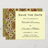 ヴィンテージ保存日付ガーデンフラワー蝶 セーブザデート (正面/裏面)