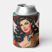 ヴィンテージ保安官ピンアップ 缶クーラー (缶正面)