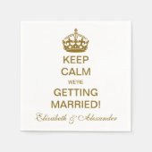 ヴィンテージ保落ち着いて結婚だ！ゴールド スタンダードカクテルナプキン (正面)