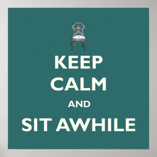 ヴィンテージ保Calm and Sit Awhile Aqua Poster ポスター (正面)