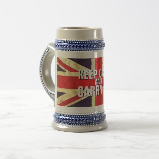 ヴィンテージ保CALM UK FLAG GIVES ビールジョッキ (正面左)