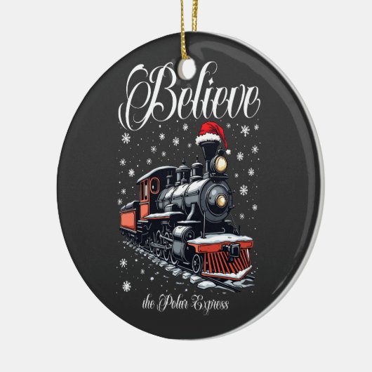 ヴィンテージ信じクリスマストレイン セラミックオーナメント (左)