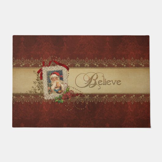 ヴィンテージ信じ金ゴールドと金ゴールドレース ドアマット (正面)