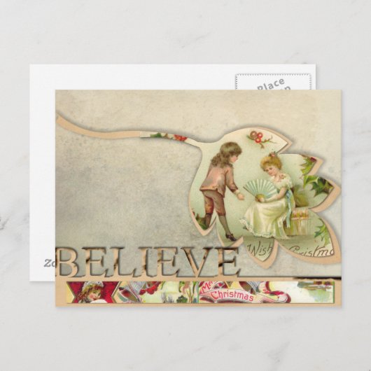ヴィンテージ信じ「」クリスマス葉書 シーズンポストカード (正面/裏面)
