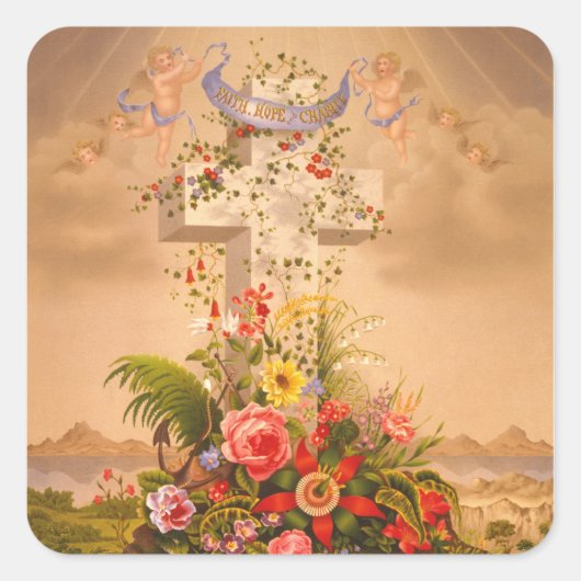 ヴィンテージ信仰希望のチャリティーイースタークロス1875 スクエアシール (正面)